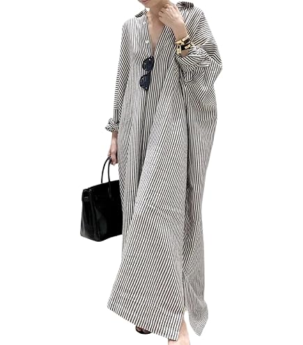美品＊Drawer 4WAY コットンストライプ シャツワンピース ロング 羽織 Amazon.co.jp: シャツワンピース ストライプ シャツ ロング丈 長袖
